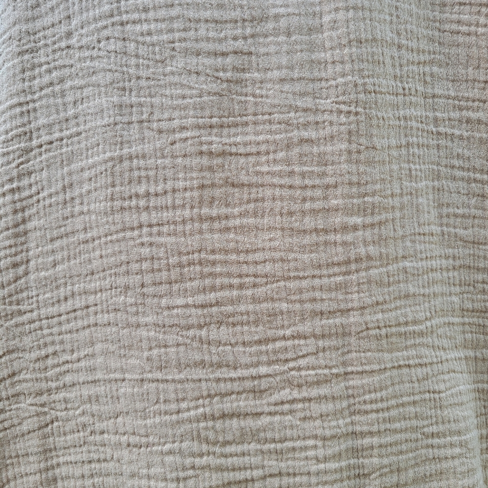 NWT Luxology Taupe Cotton Gauze Dress XL | Coastal Neutral V Neck Boho - Picture 11 of 13